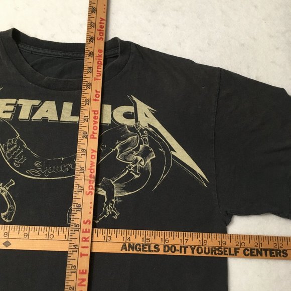 #L Vintage Metallica My Apocalypse 100% Cotton Men's Black T-Shirt Double Stitch - Picture 6 of 10